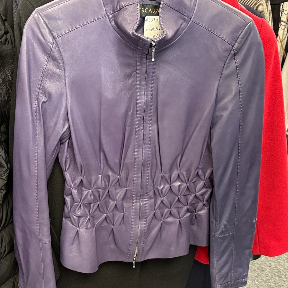 Escada Dark Purple Leather Jacket for Women